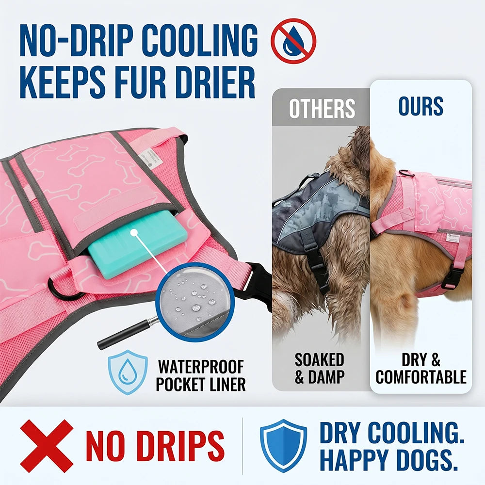 Cooling Vest For Dogs With Replaceable Cooling Packs, Lightweight