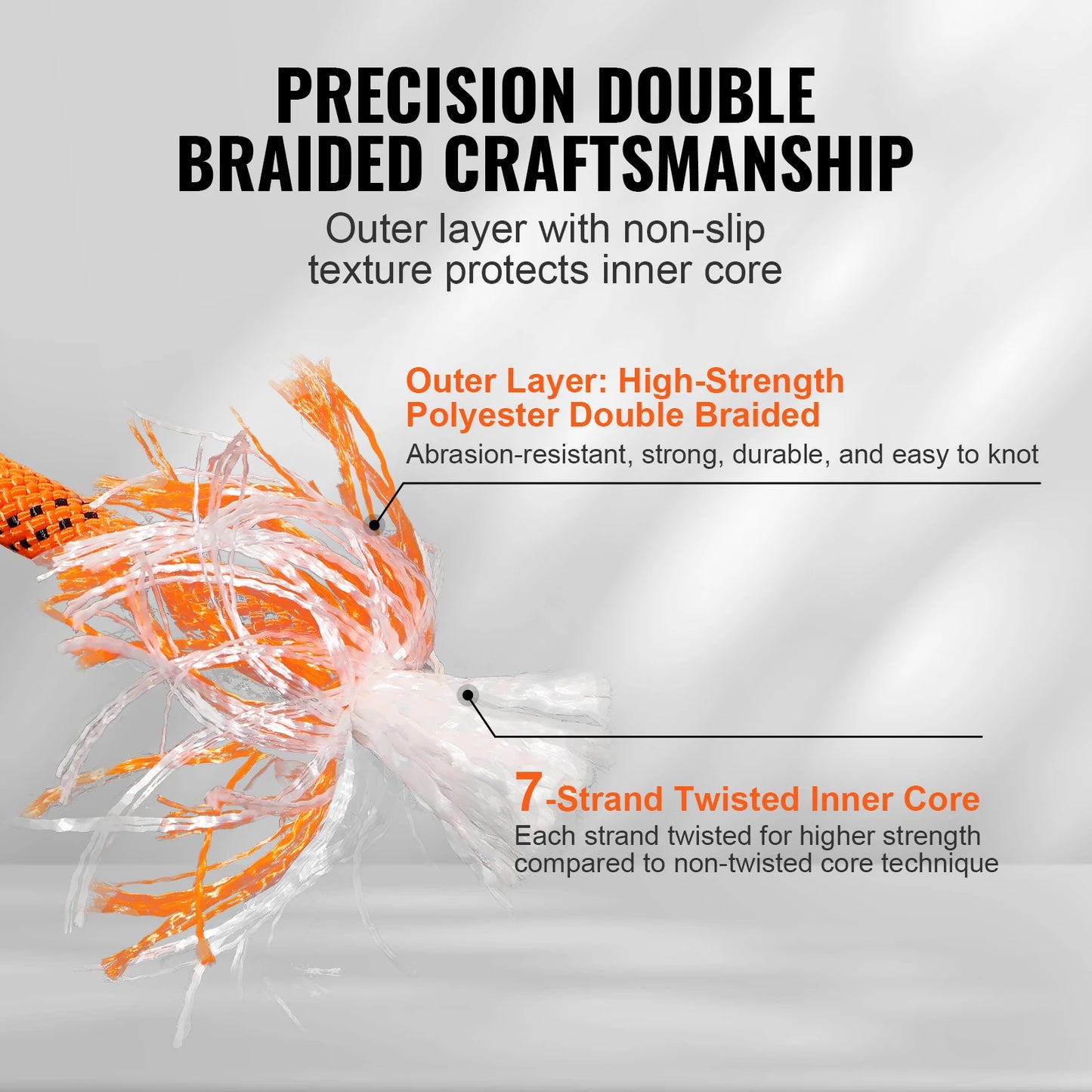 SucceBuy 120ft Dual-Weave Polyester Cord 3/8 1/2 inch 48-Strand Multi-Use Rope for Arborist Activities Adventures Versatile