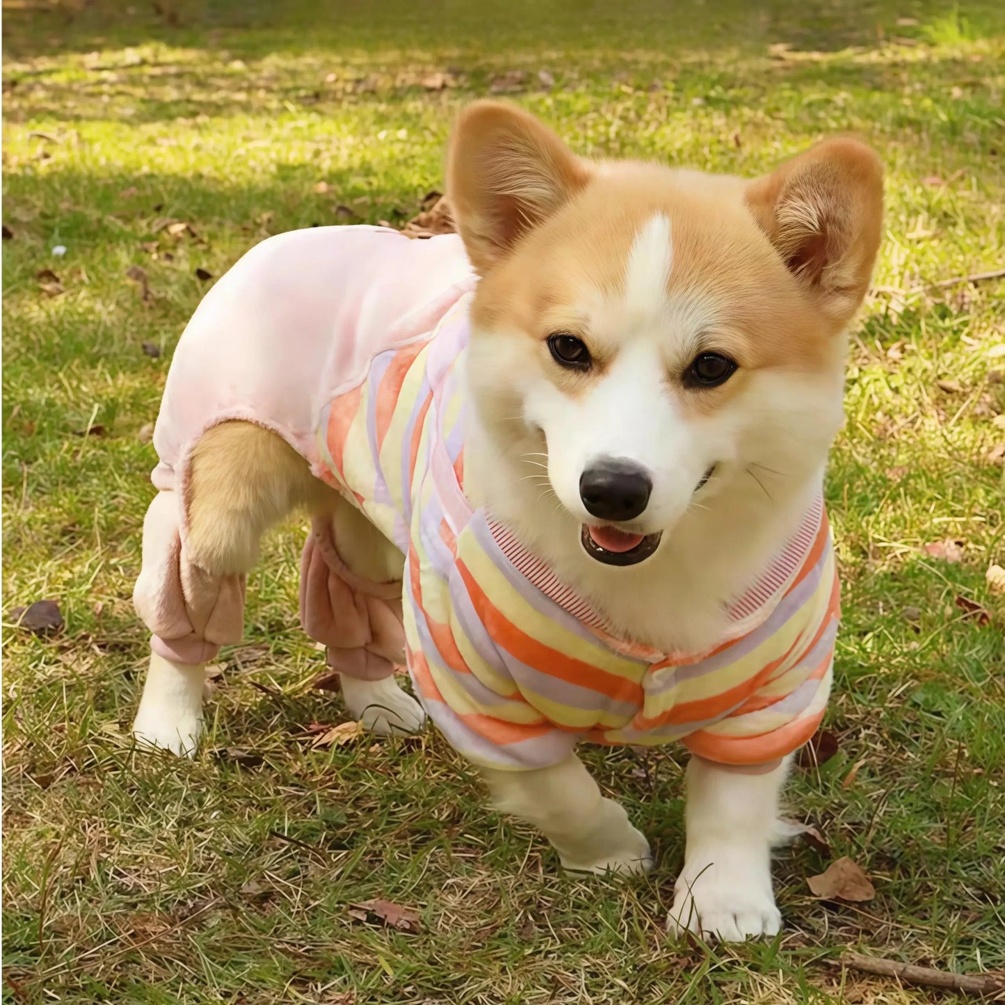 Caiban Autumn Winter Dog Fleece Jumpsuit Coat With Leash Ring
