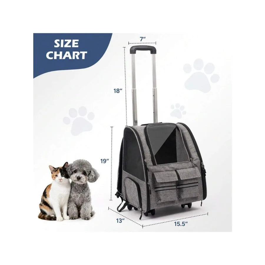 2in1 Trolley Cat Carrier With Wheels Airline Approved