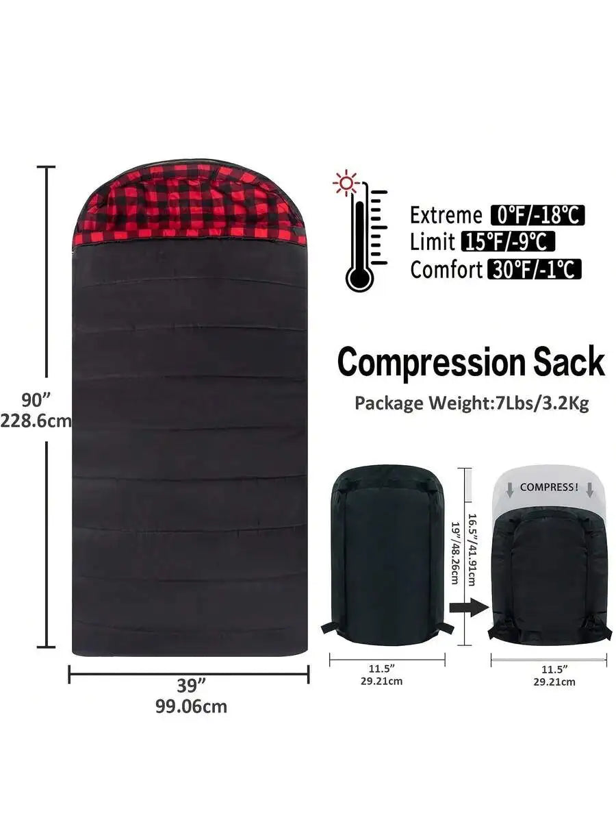 0 Degree Adult Sleeping Bag Mummy Style With Flannel Liner