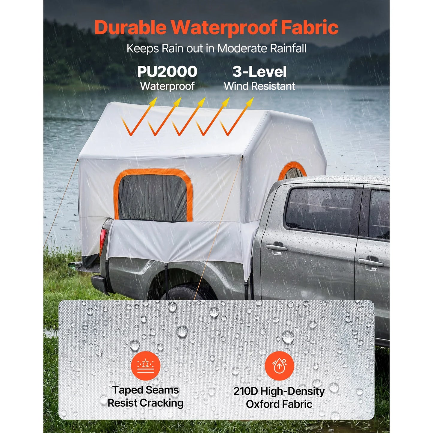 SucceBuy Inflatable Truck Bed Tent Three Season Ventilated Mesh Windows Hiking