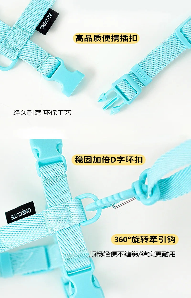 DKSTINYE Adjustable Puppy Harness Set With Reflective Collar And Leash