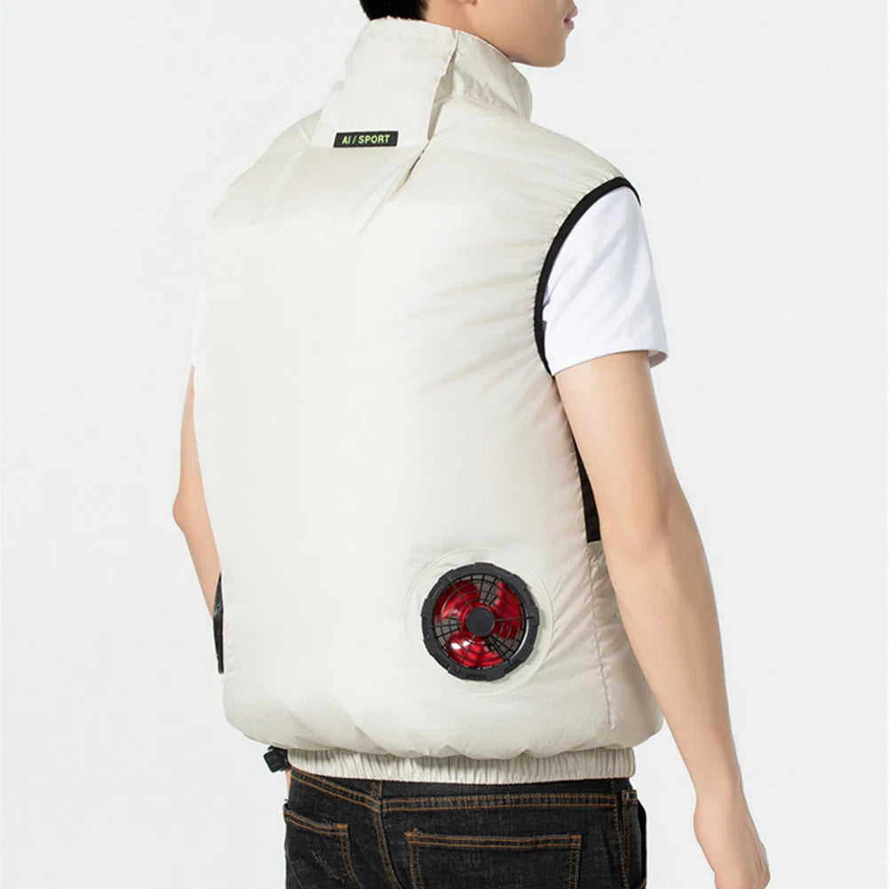 Wearable Cooling Vest With Air Conditioning Fan For Outdoor Summer