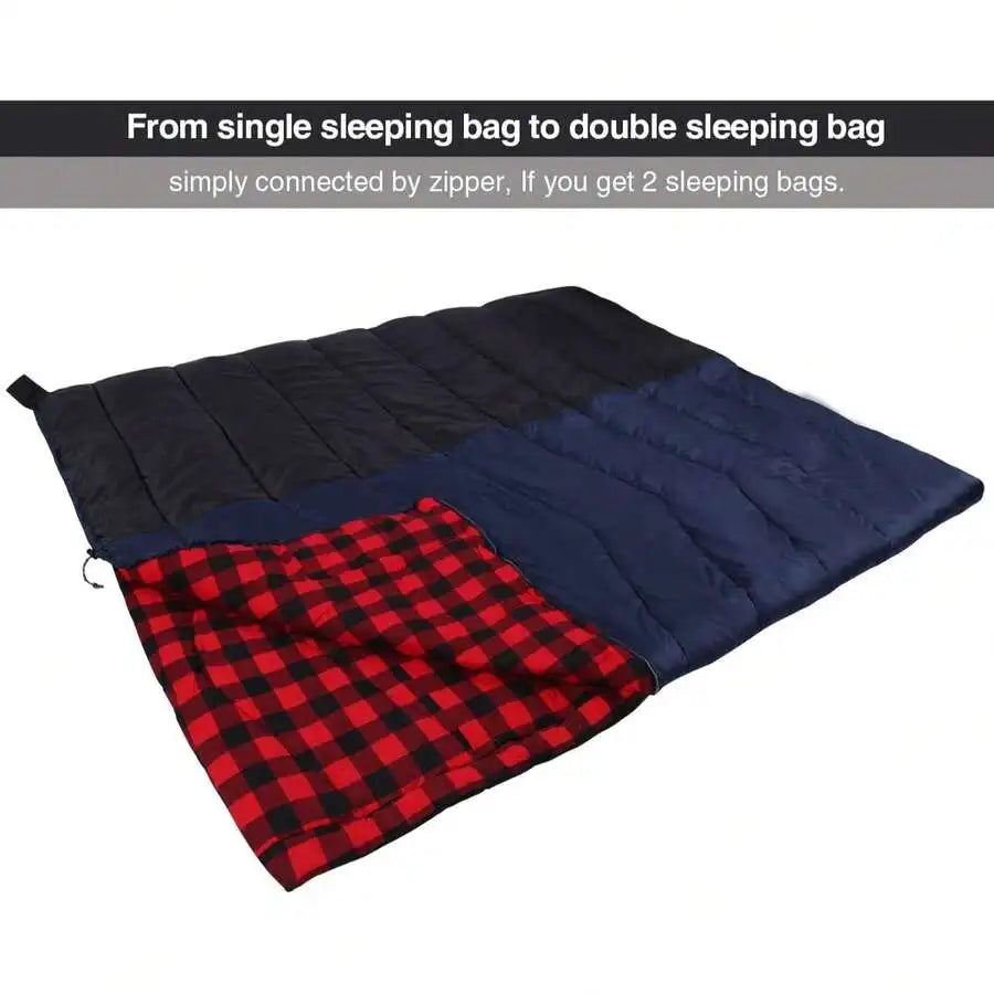 Cotton Flannel Envelope Sleeping Bag 3-4 Season Comfort