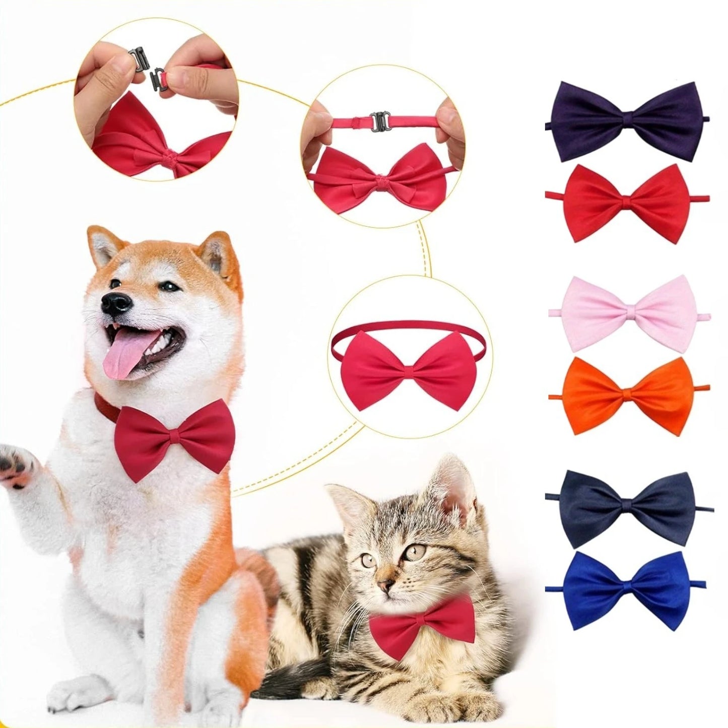 Dog Bow Ties Christmas Adjustable Pet Bowties For Cats Dogs