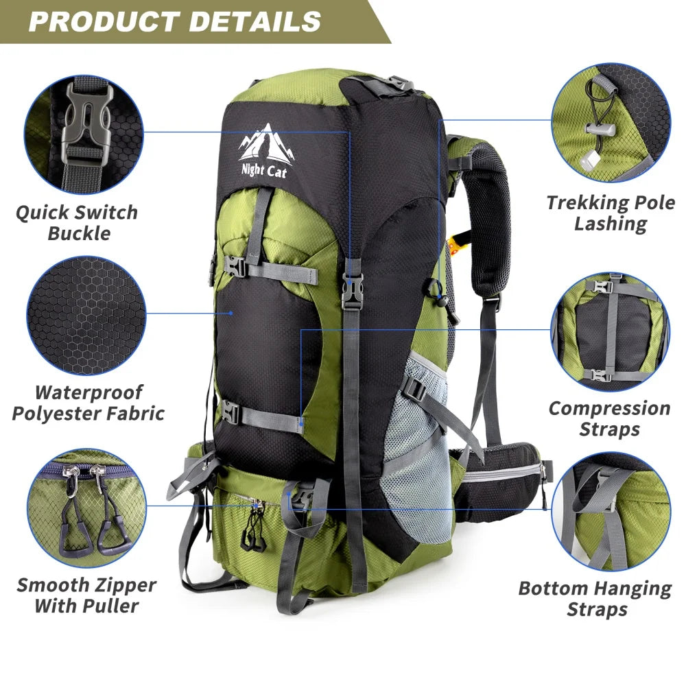 Night Cat Lightweight Hiking Backpack For Men Women Outdoor Travel
