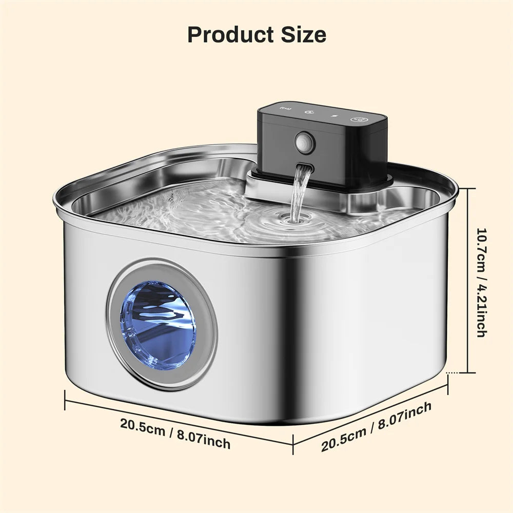 Wireless Stainless Steel Pet Water Fountain Automatic Cat Water Feeder