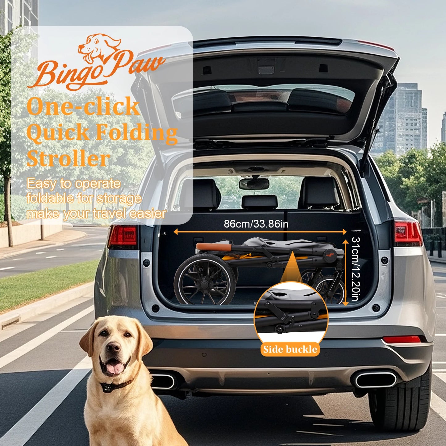 Foldable Pet Stroller for Dogs and Cats Travel in Comfort
