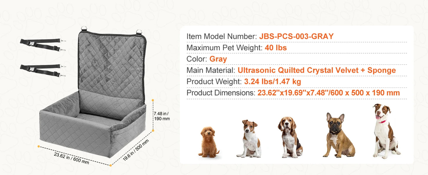 SucceBuy Dog Car Seat Waterproof Booster With ClipOn Leash