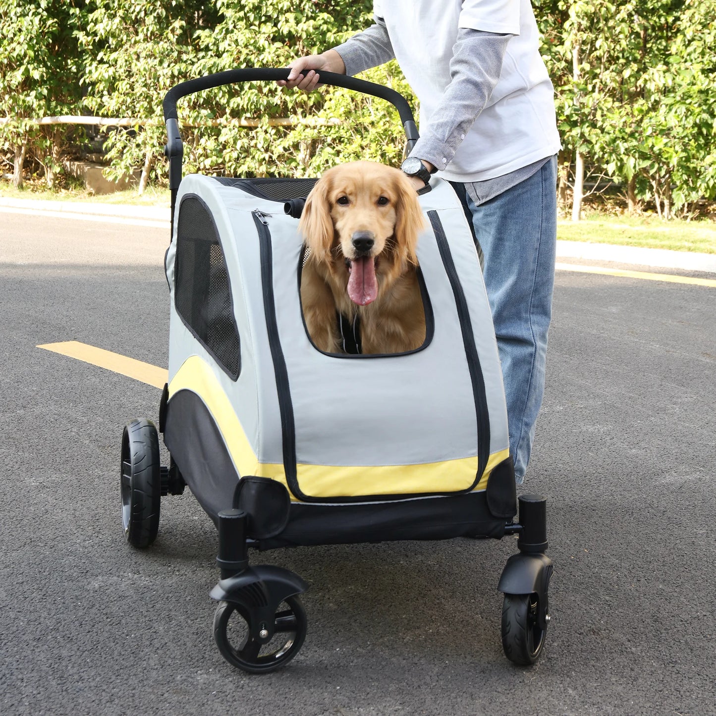 Portable Four Wheel Dog Stroller Foldable For Outdoor Travel