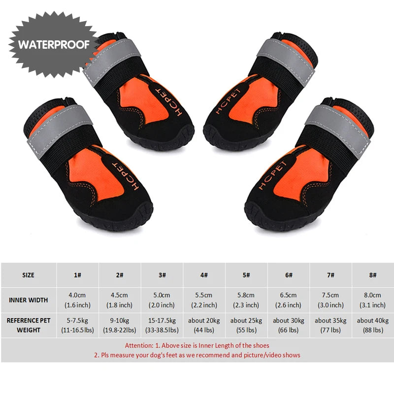 HCPET Waterproof Outdoor Dog Boots Set Durable Breathable