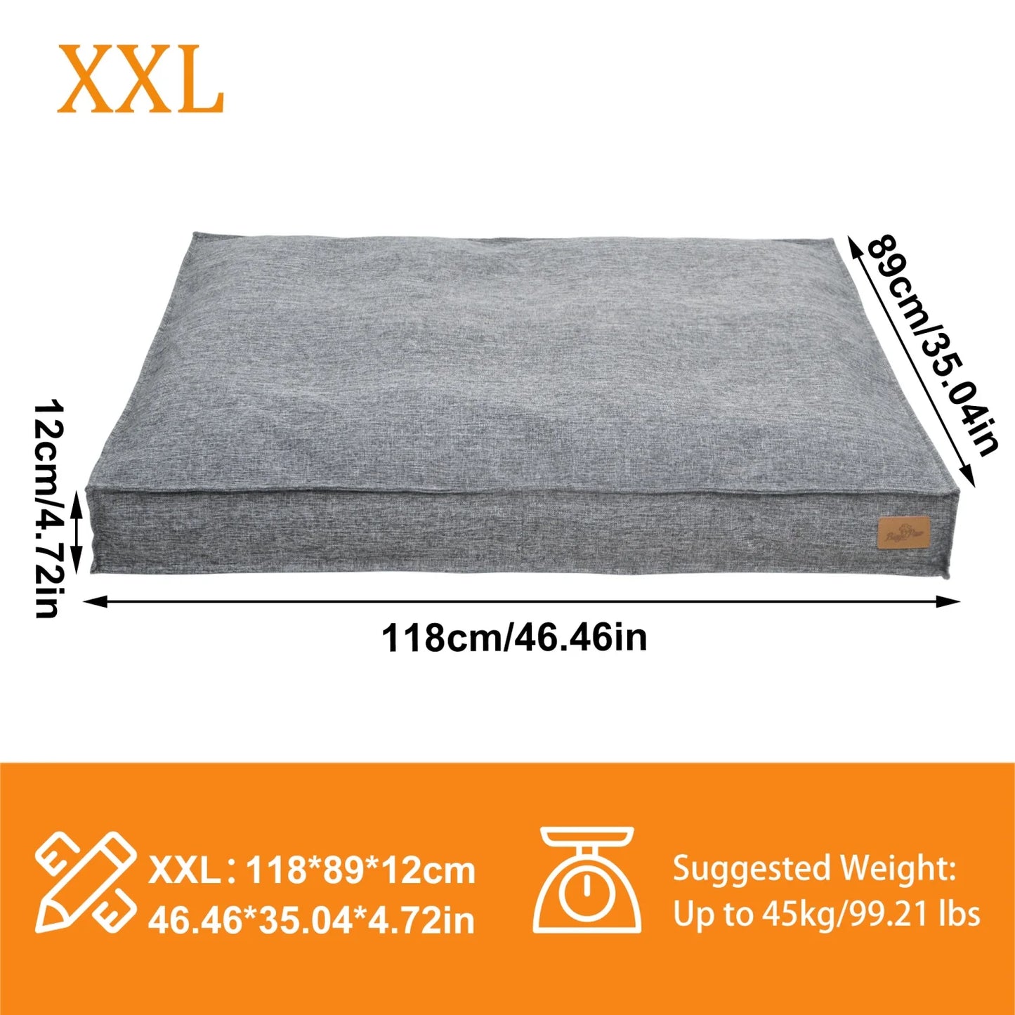 BINGOPAW Waterproof Linen Cover Dog Bed With Foam Base