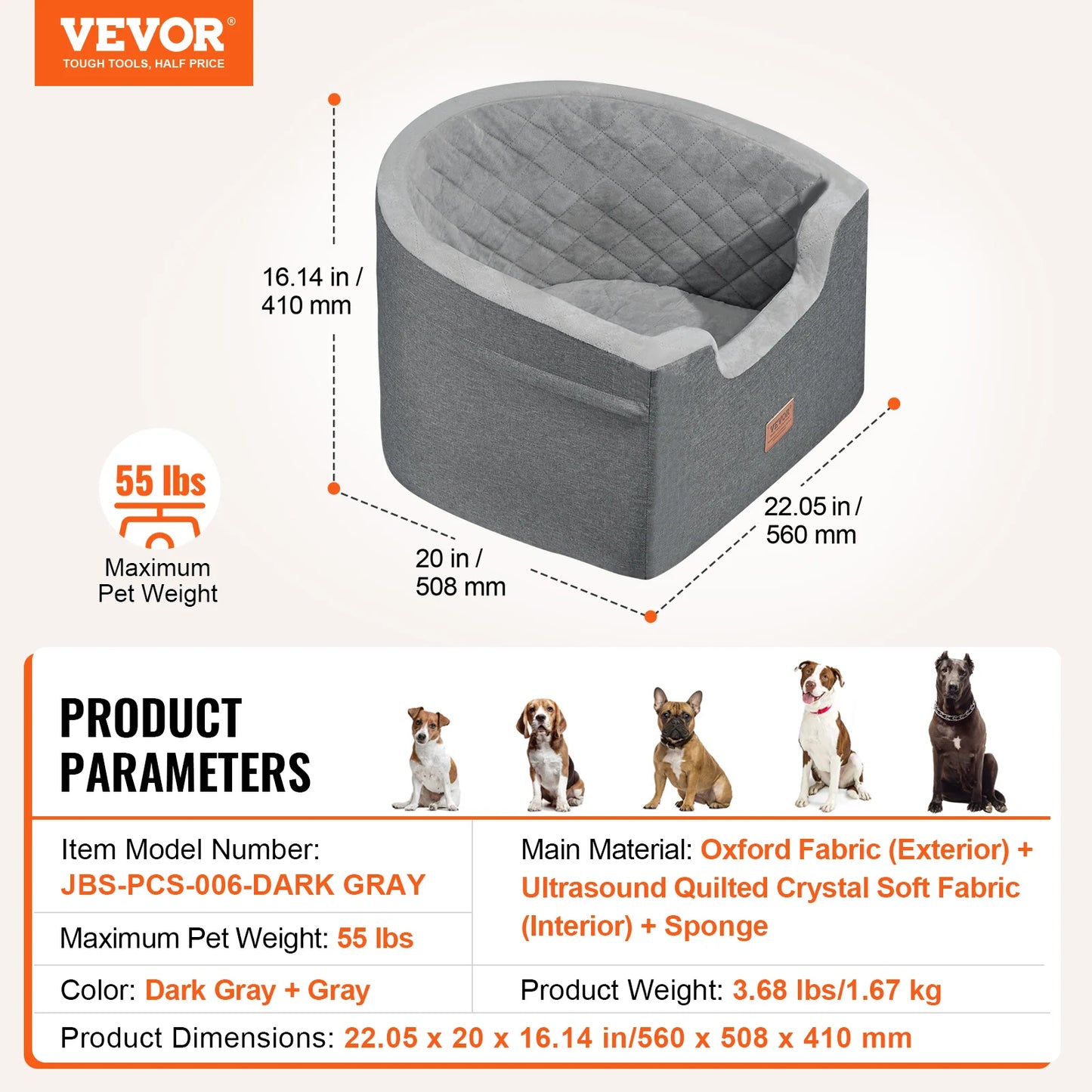 SucceBuy Dog Car Seat Waterproof Booster With ClipOn Leash
