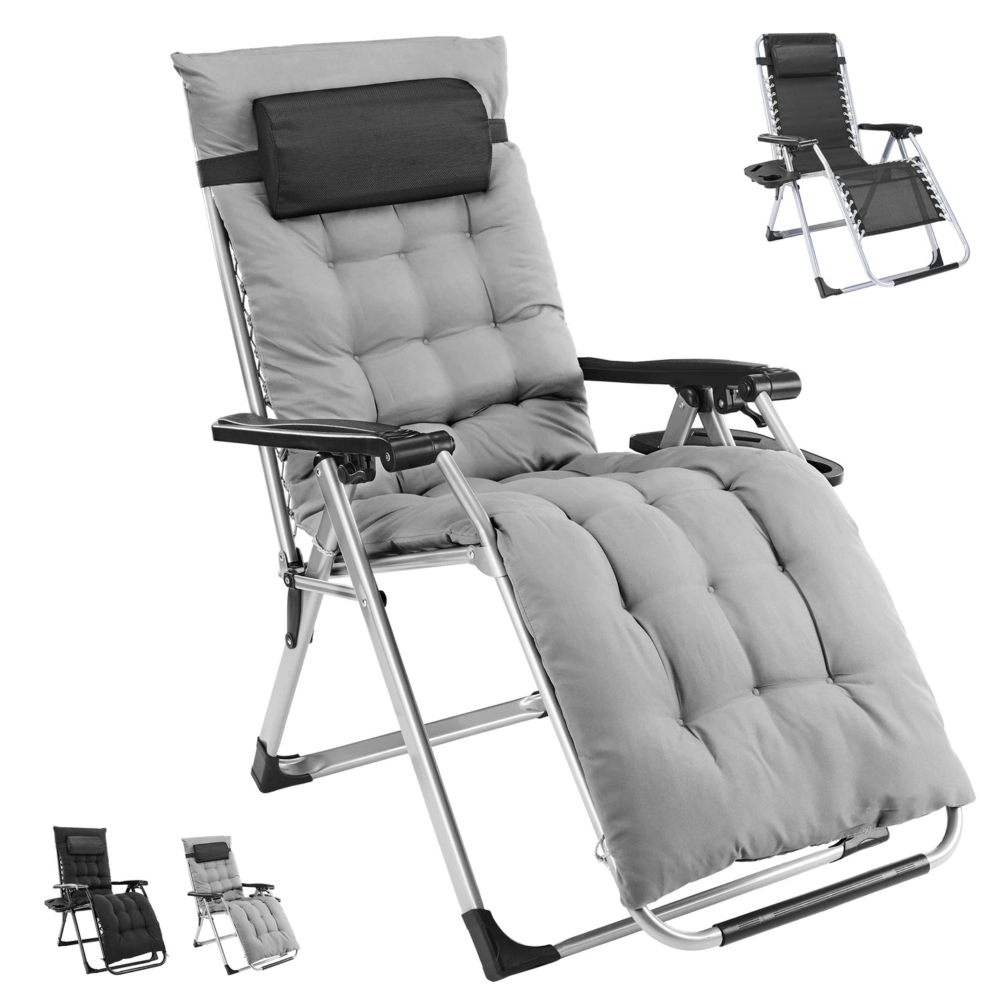JHK Zero Gravity Reclining Camping Lounge Chair With Cup Holder