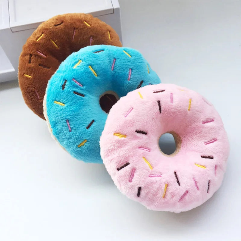 PetMundo Soft Plush Donuts Dog Toy With Squeaker Sound