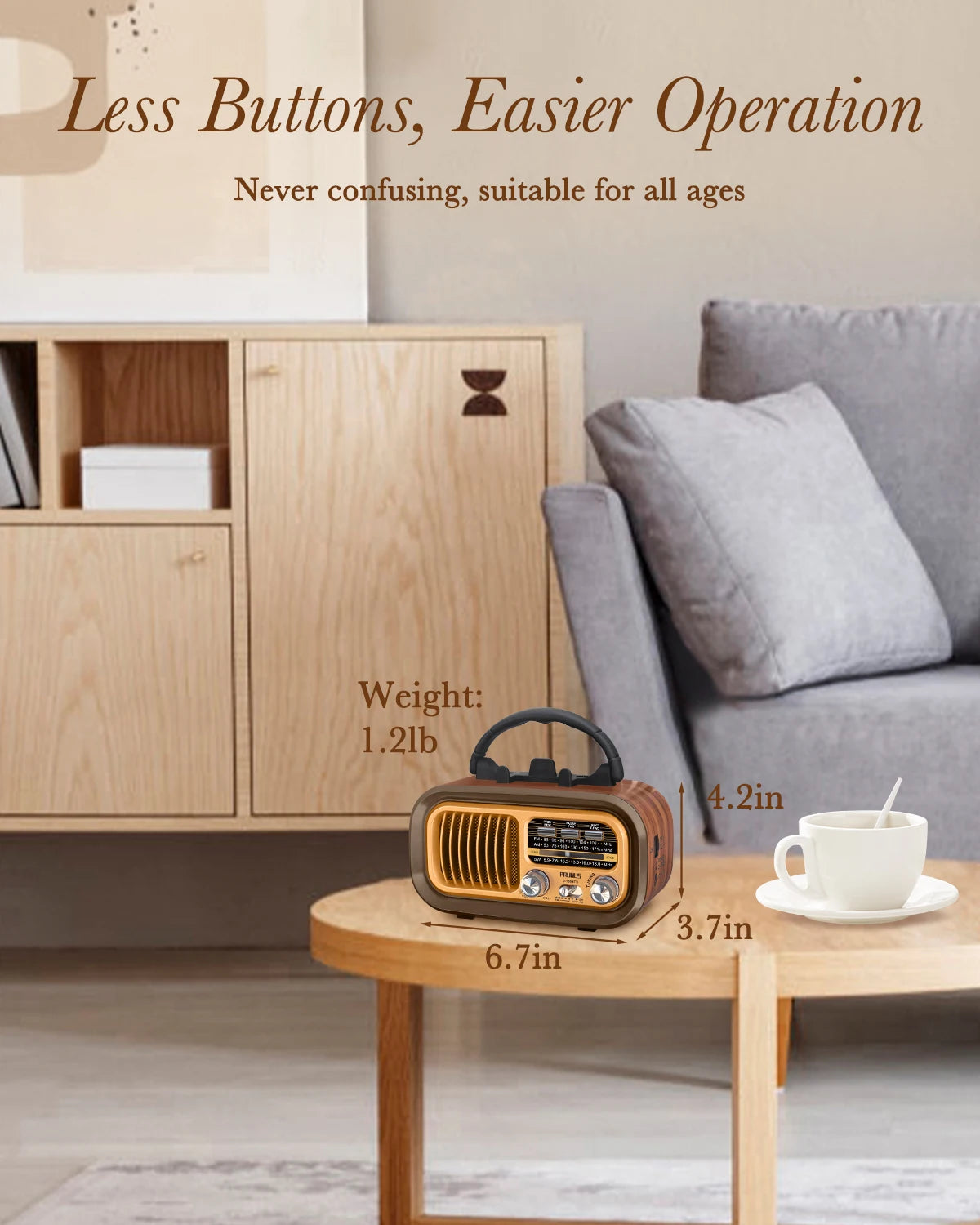 PRUNUS J-150 Retro Bluetooth Radio AM FM Portable Solar Battery