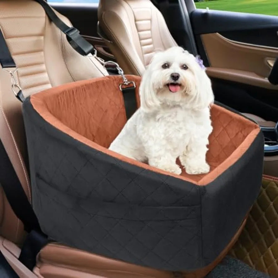 Dog Car Seat for Small Medium Dogs, Detachable Washable Dog Booster Seat Under 30lbs, Pet Car Seat Travel Bed with Storage Pock