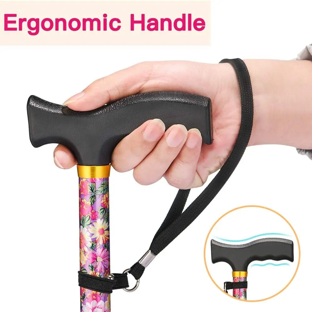 Walking Cane With T Handle Adjustable 5 Level Aluminum Shaft