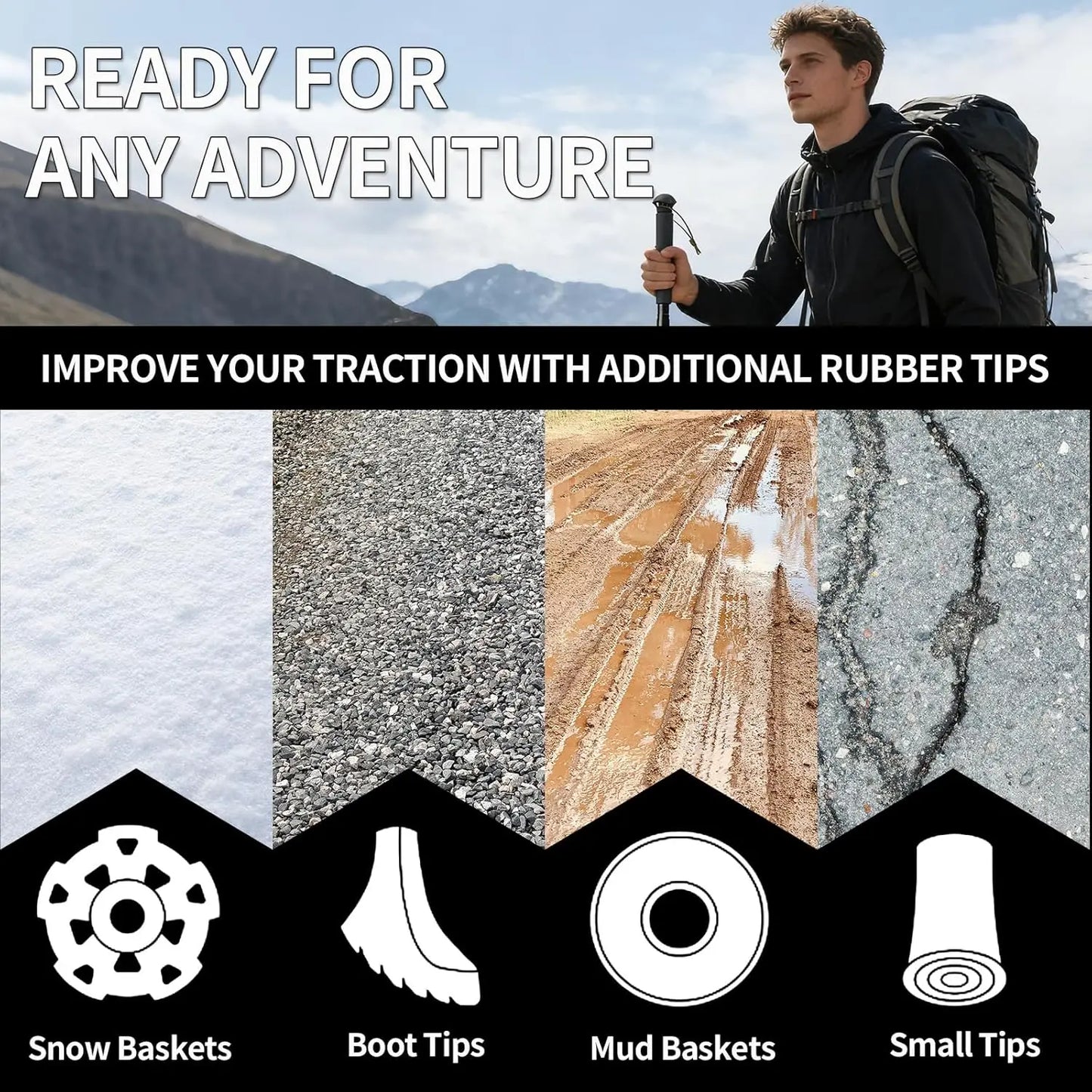 LED Trekking Pole Lightweight Collapsible Walking Stick