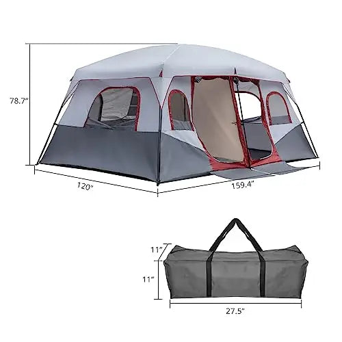 Waterproof Windproof Family Cabin Tent With Two Doors For Camping