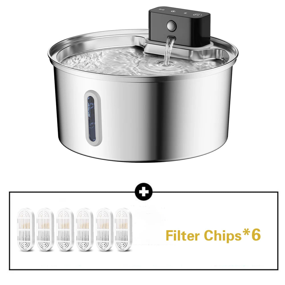 Wireless Stainless Steel Pet Water Fountain Automatic Cat Water Feeder