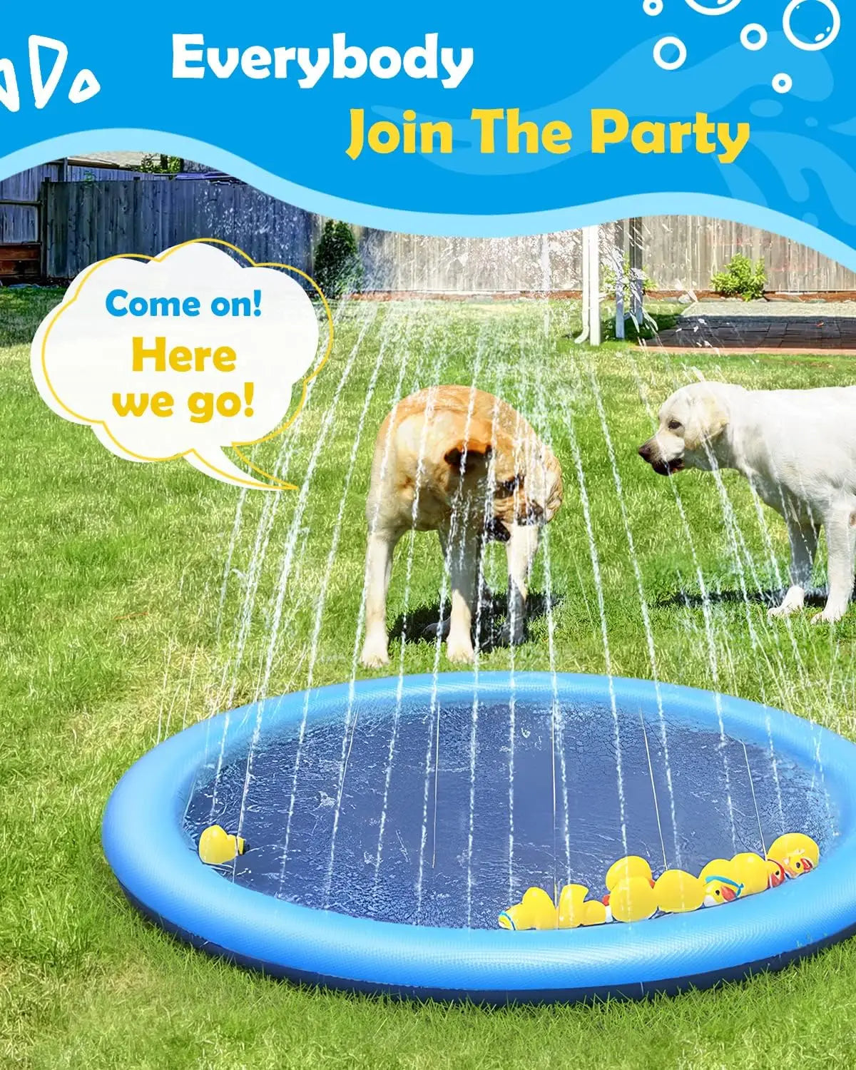 Splash Pad for Dogs and Kids Anti Slip Outdoor Water Play Mat Backyard