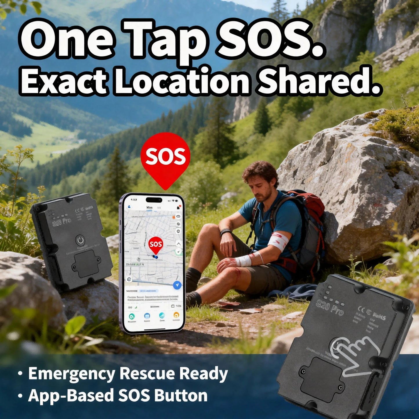Wanwaytech 4G GPS Tracker For Hiking With S Os And Waterproof Design