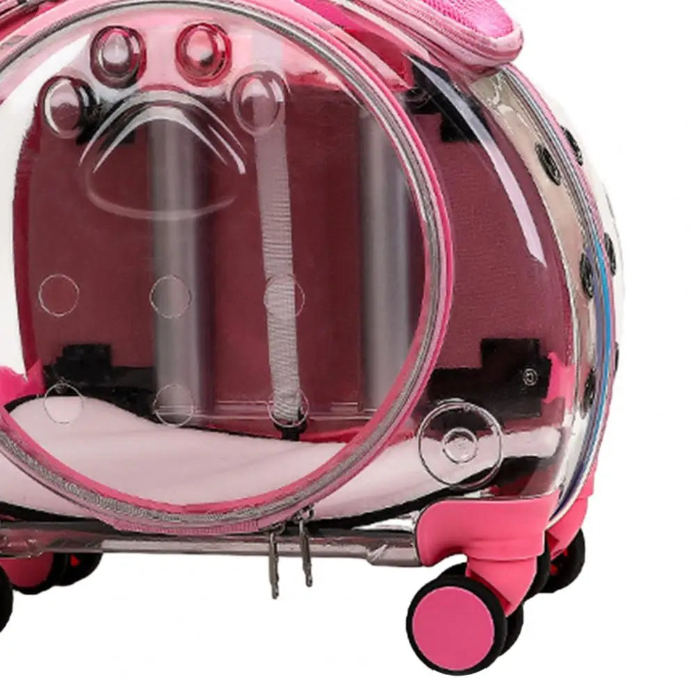 Pet Trolley Backpack With Clear Ventilation Holes And Silent Wheels