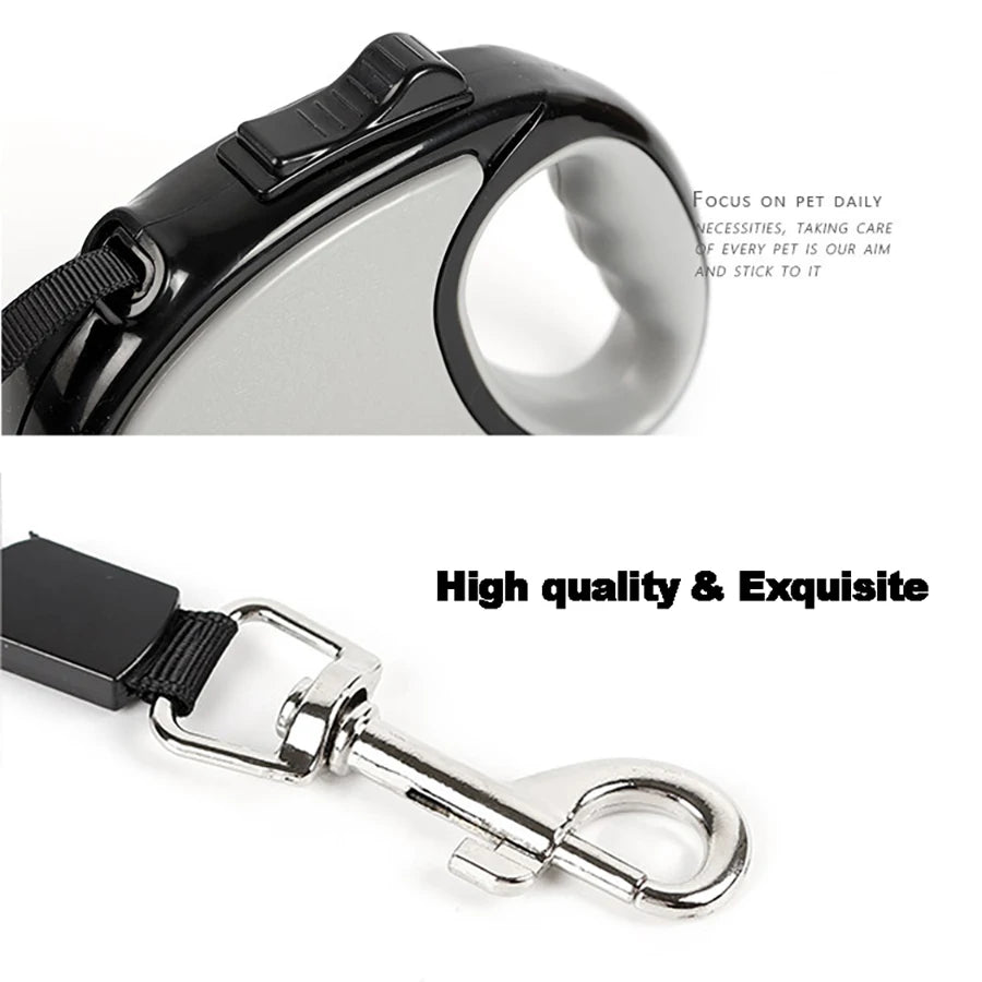 Retractable Nylon Dog Leash With Reflective Feature