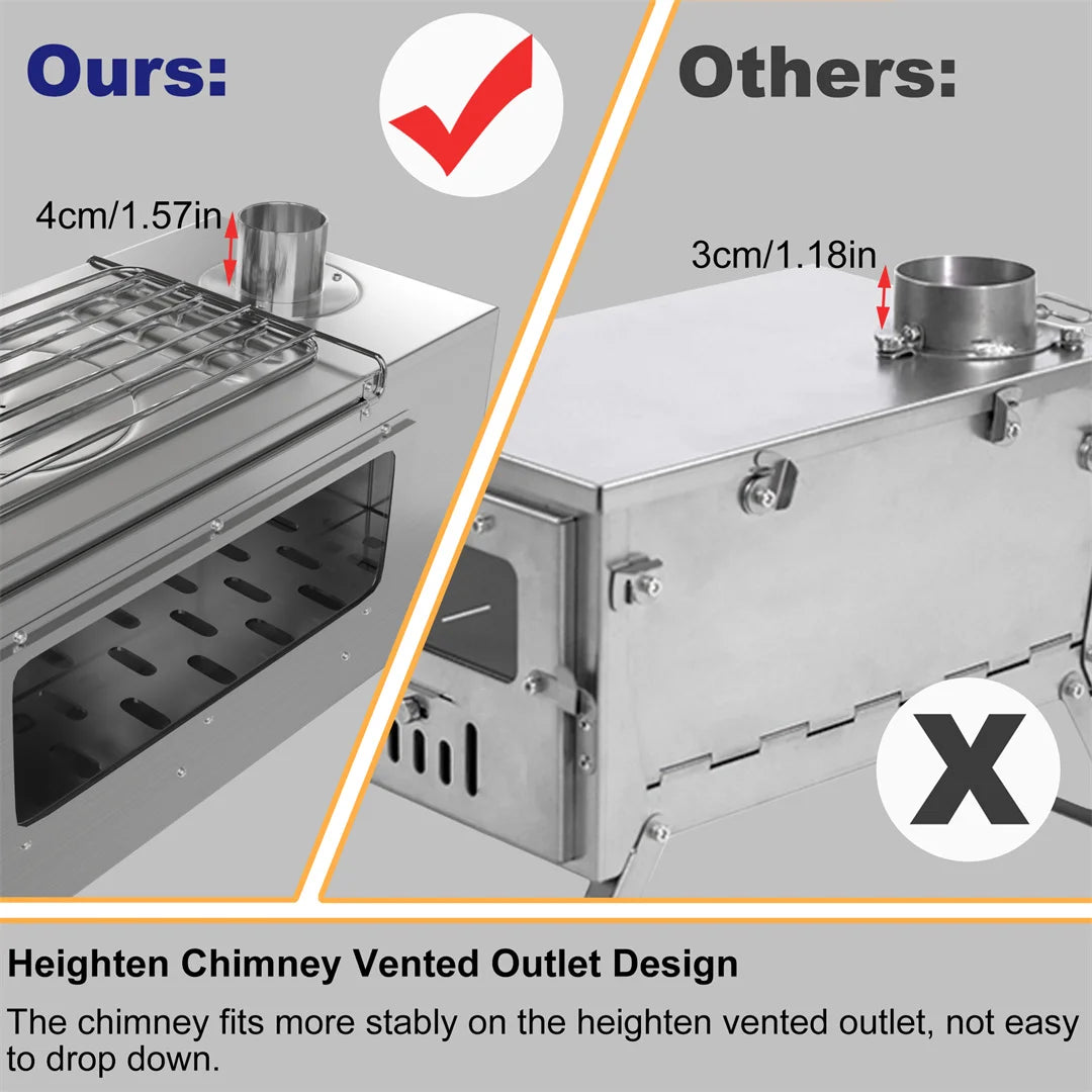 Hot Tent Wood Burning Stove Portable With Stainless Chimney Pipes