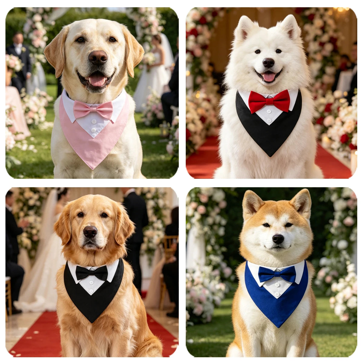 Sucado Bow Tie Dog Collar Tuxedo Bandana For Pets Wedding