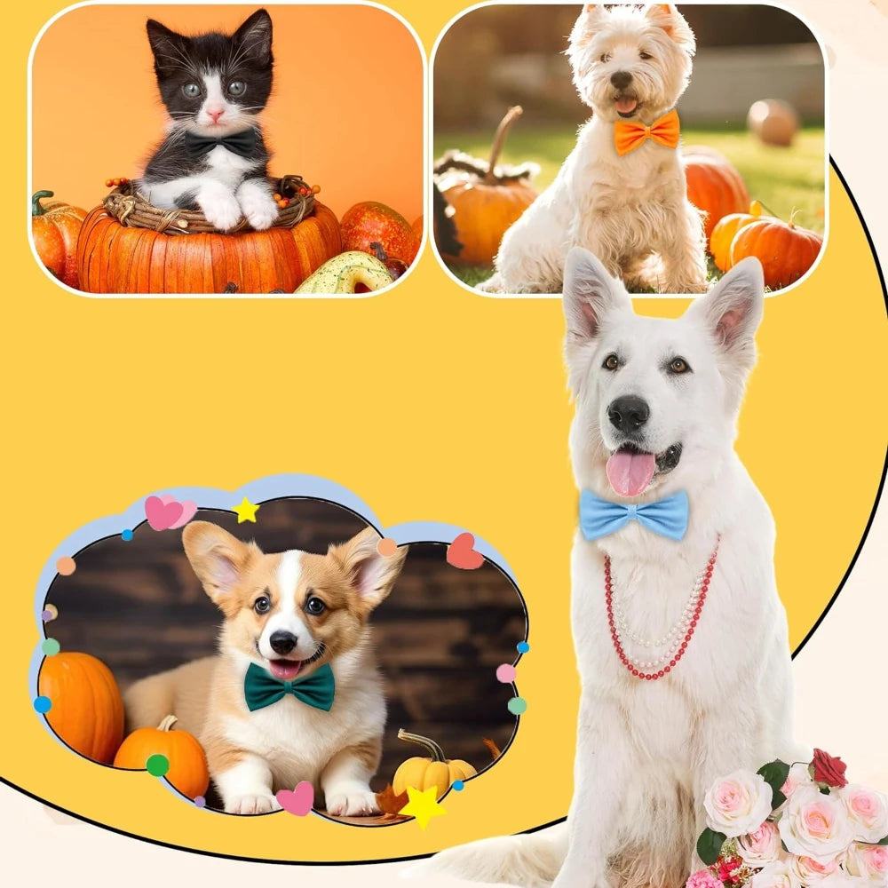 Dog Bow Ties Christmas Adjustable Pet Bowties For Cats Dogs