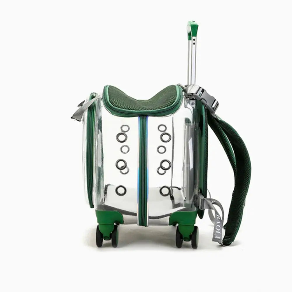 Pet Trolley Backpack With Clear Ventilation Holes And Silent Wheels