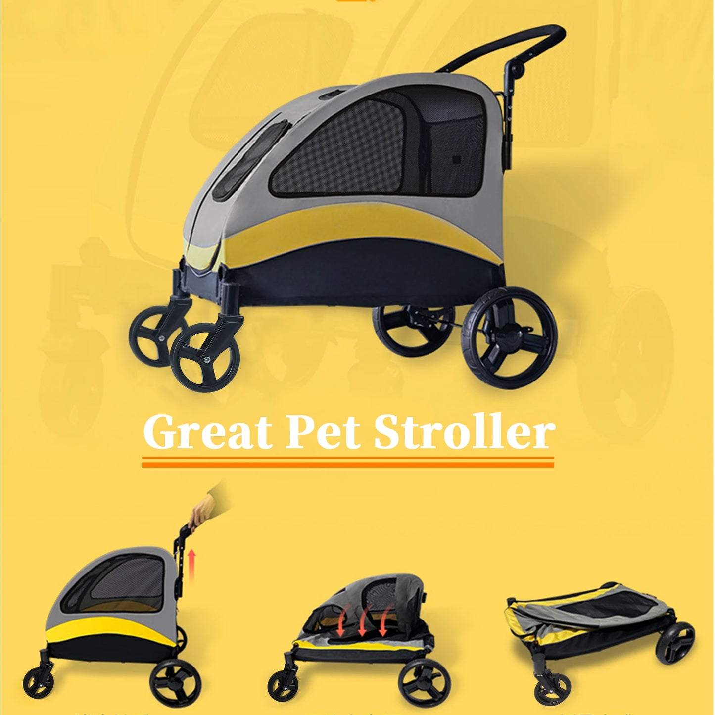 Portable Four Wheel Dog Stroller Foldable For Outdoor Travel