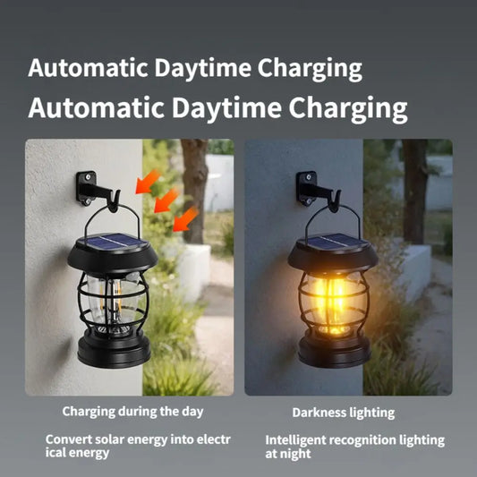 Solar Motion Sensing Camping Lantern Rechargeable With Stepless Dimming COB LED