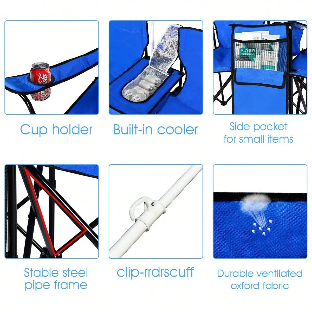 Folding Picnic Double Chair With Umbrella Table Cooler