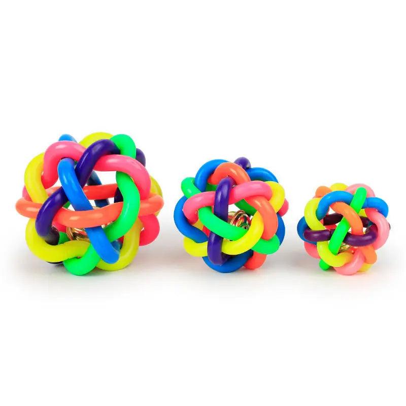 Woven Bell Dog Toy Bite Resistant Rubber Chew Ball Fetch