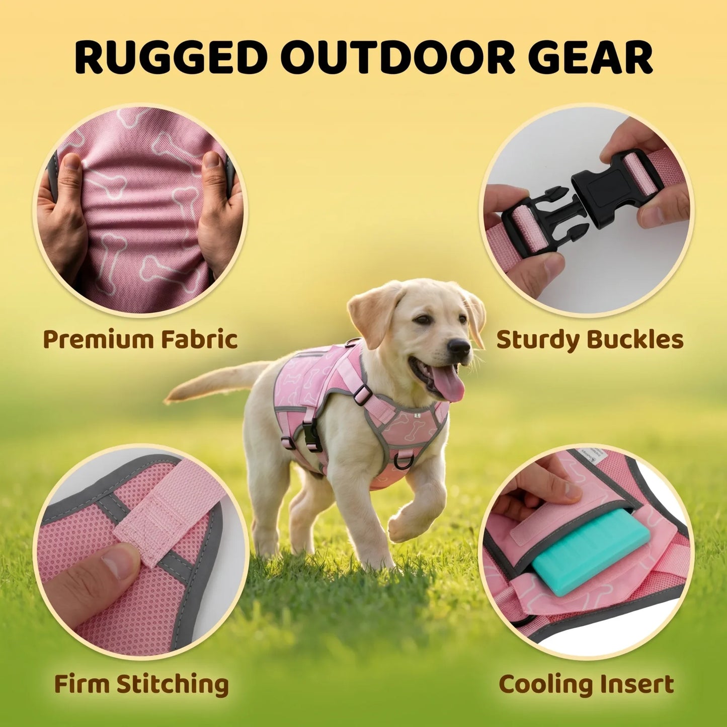 Pet Dog Cooling Vest Harness With Frozen Packs