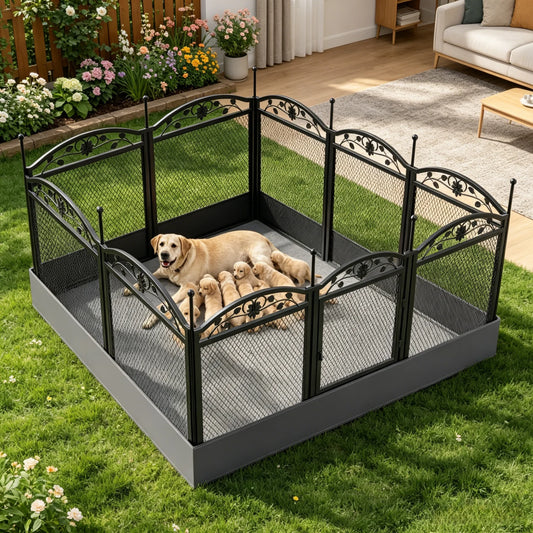 Bingopaw Foldable 8 Panel Metal Dog Playpen With Gate - Paws and Pro's Outfitters