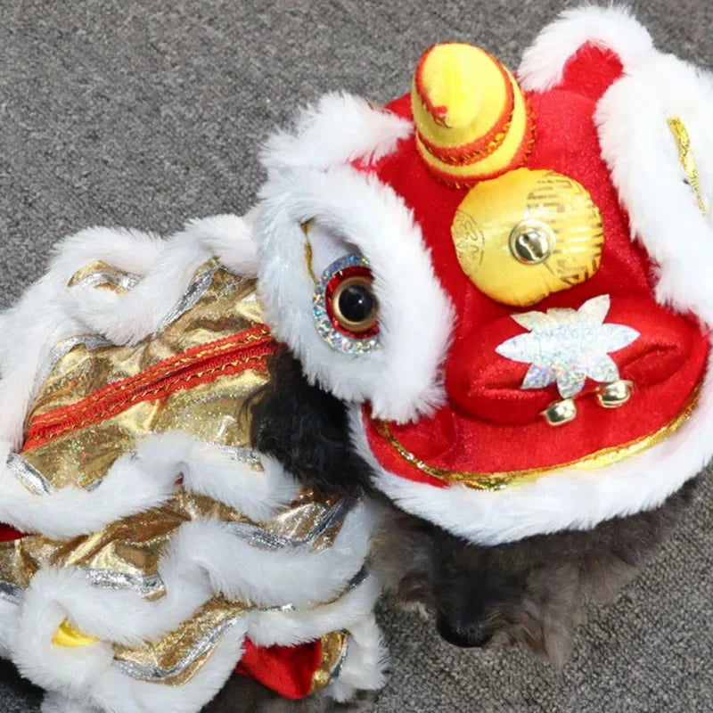 2026 Costume Lion Dance Dog And Cat Spring Festival Dog Costume Chinese New Year Role Play Puppy Pet Chihuahua Puppy Costume