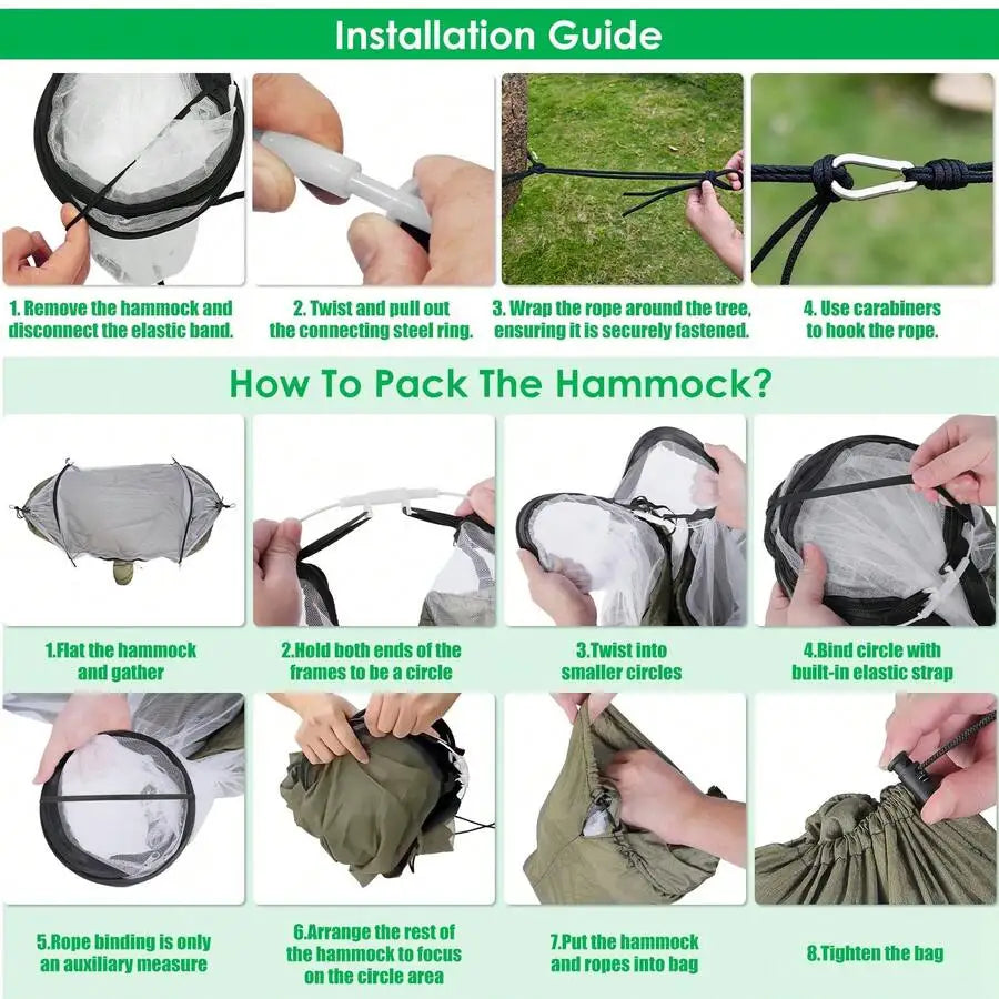 HM301 3-In-1 Camping Hammock With Pop-Up Mosquito Net