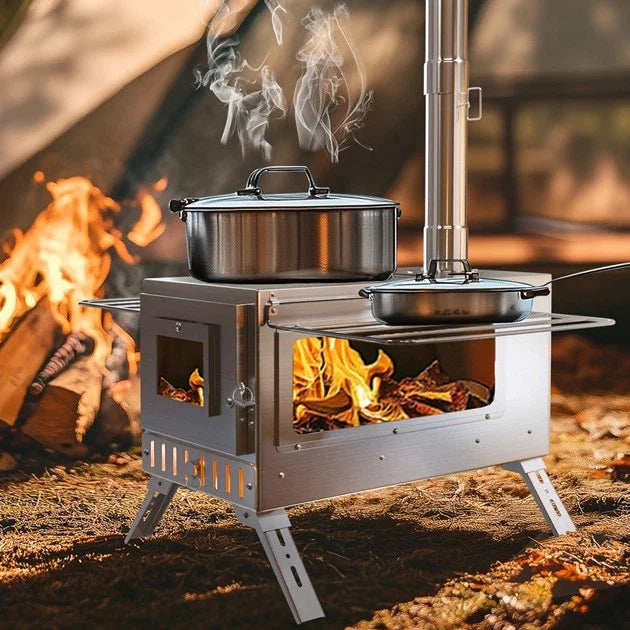 Hot Tent Wood Burning Stove Portable With Stainless Chimney Pipes
