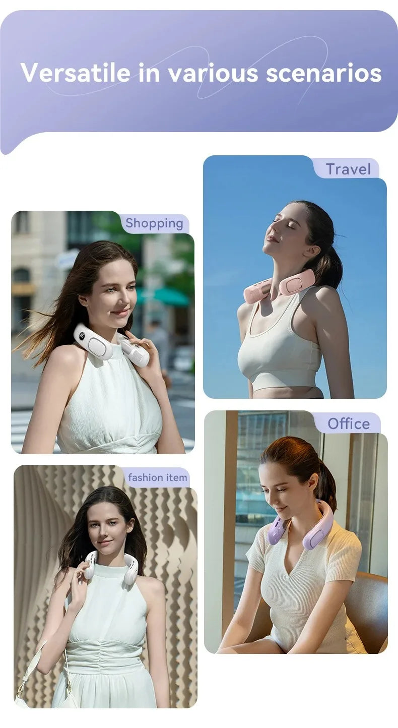 N90 Neck Fan Bladeless Wearable USB Rechargeable With 5-Speed Modes
