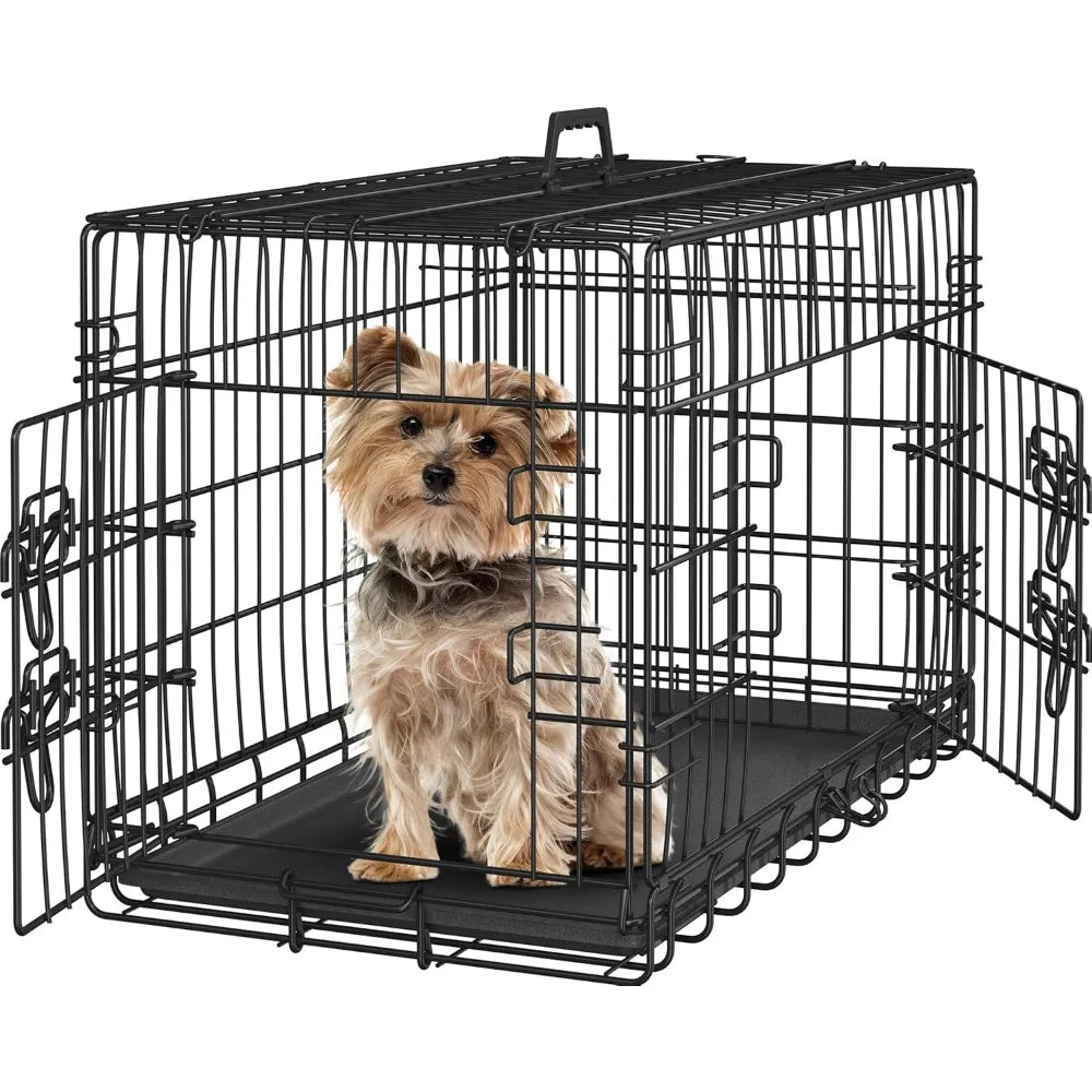 Double Door Dog Crate With Divider And Removable Tray