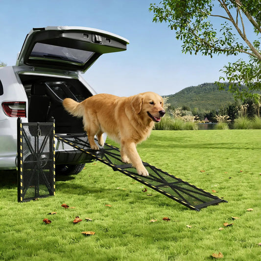 DishyKooker Heavy Duty Folding Steel Dog Ramp For Vehicles