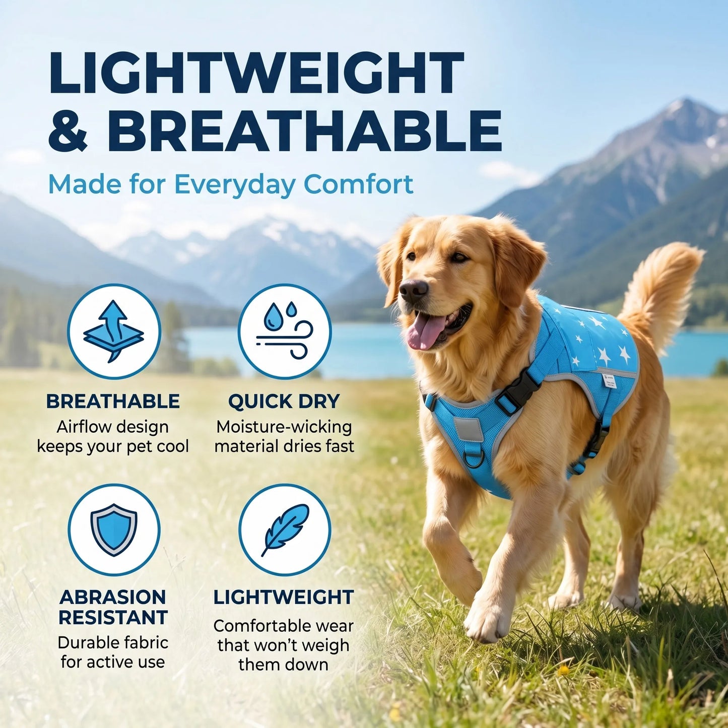 Pet Dog Cooling Vest Harness With Frozen Packs