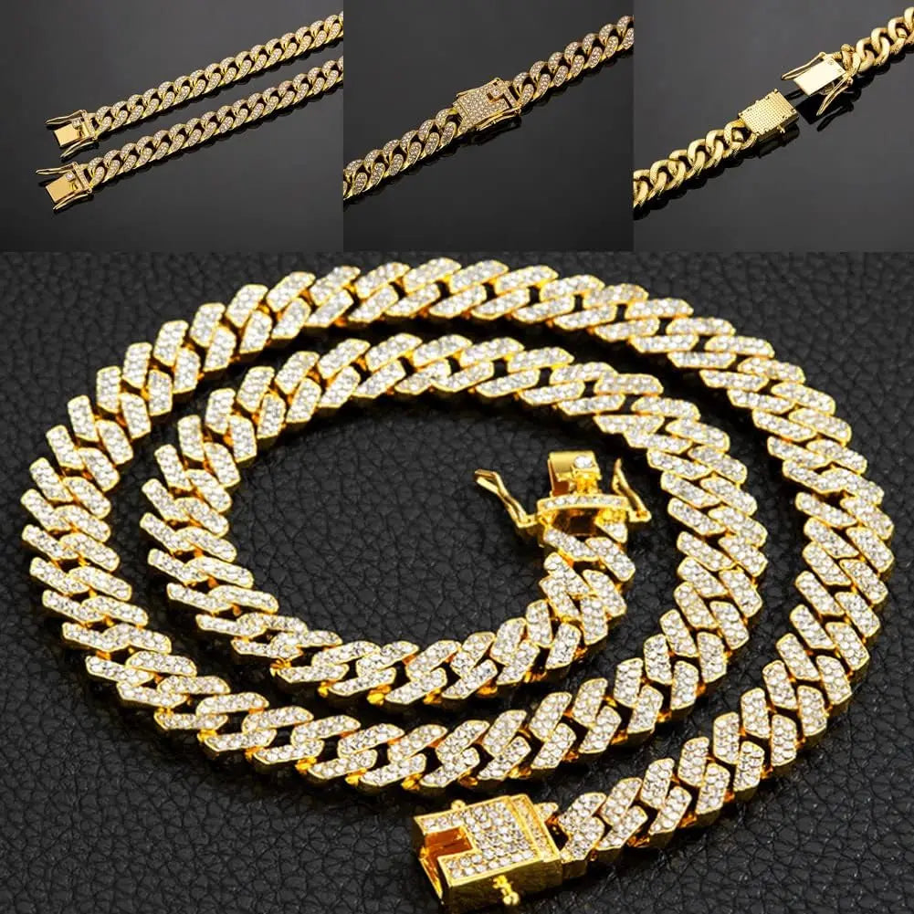 Stainless Steel Cuban Chain Dog Collar Adjustable Buckle
