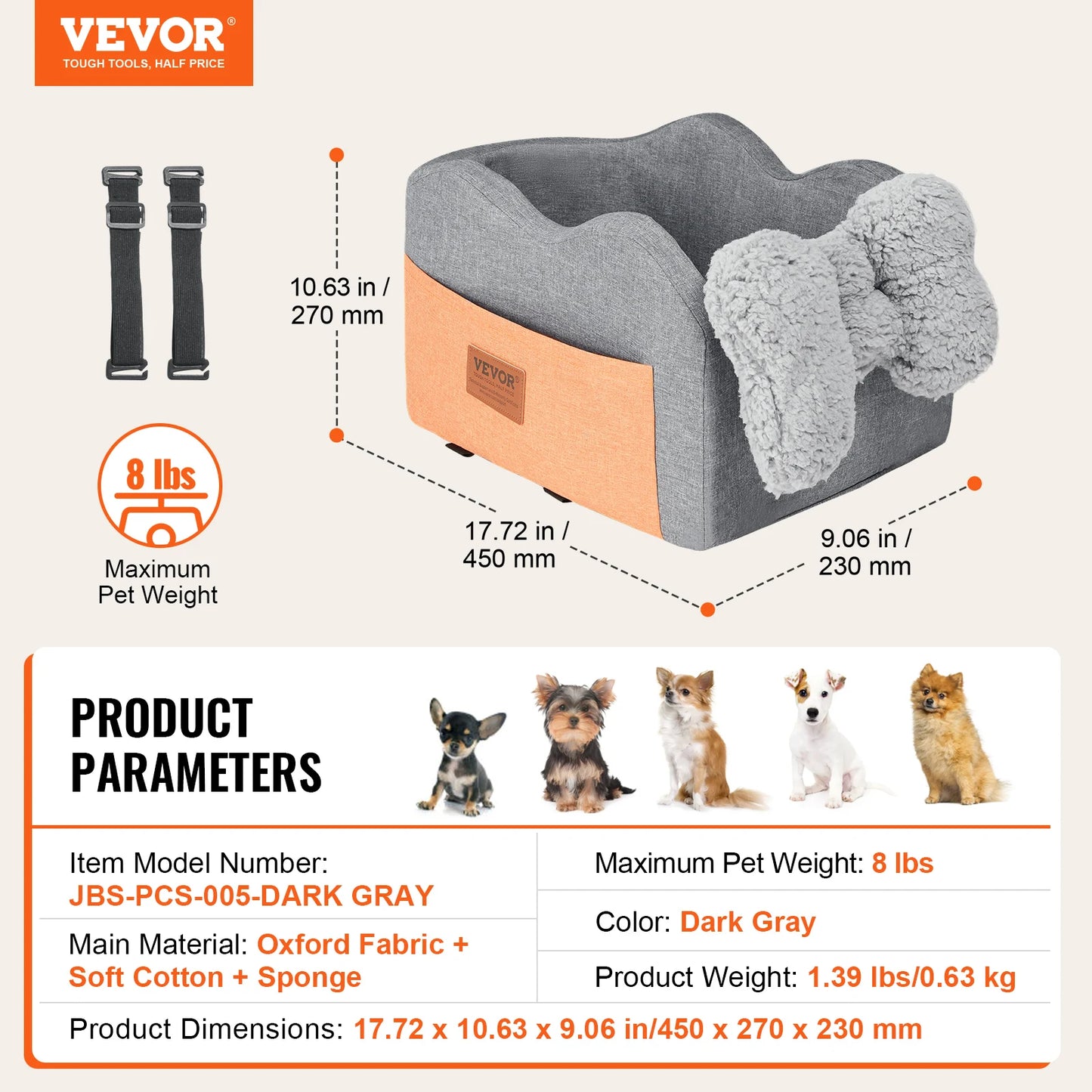 SucceBuy Dog Car Seat Waterproof Booster With ClipOn Leash