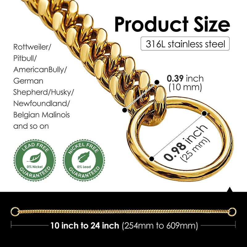 Stainless Steel Chain Collar for Dogs Durable Training Collar